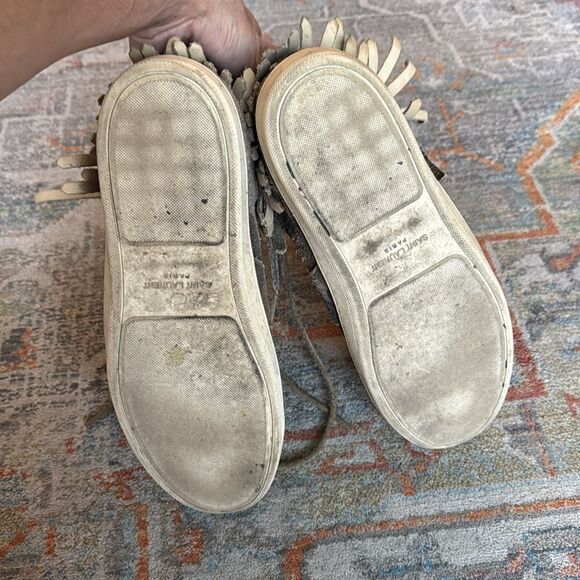 Saint Laurent Camo Suede Fringe-Detail High-Top Sneaker Sz. 11 (44) - Picture 8 of 10